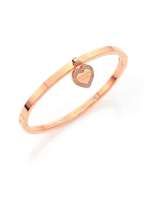 michael kors heart bracelet rose gold|michael kors gold bangle.